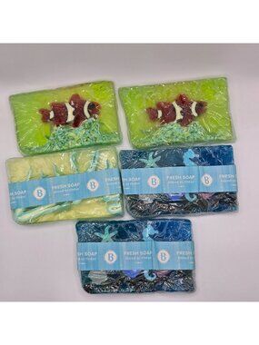 NOS Hand Soap Bars Lot of 5 The Basin Downtown Disney Clown Fish Eucalyptus Mint